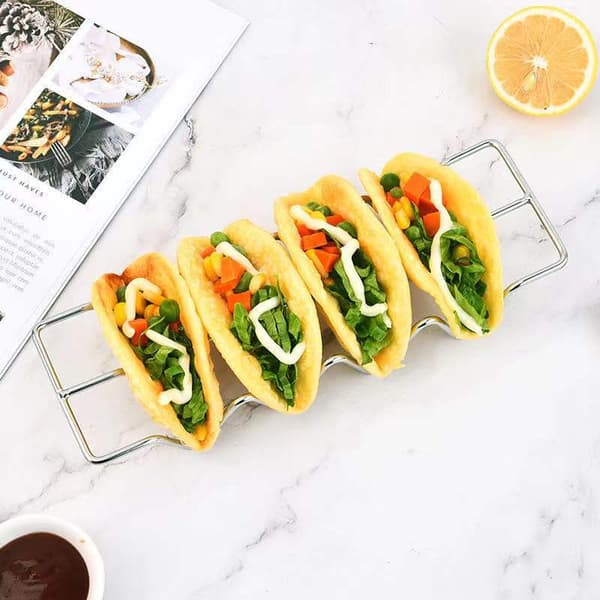 2 rustfrie stål tortillas, vaffelstativ, w-formet maistårn