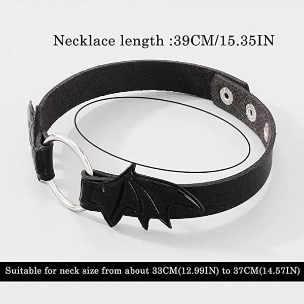 Röd Punk Läder Choke Halsband Gothic Batwing Neck Choke Neckla