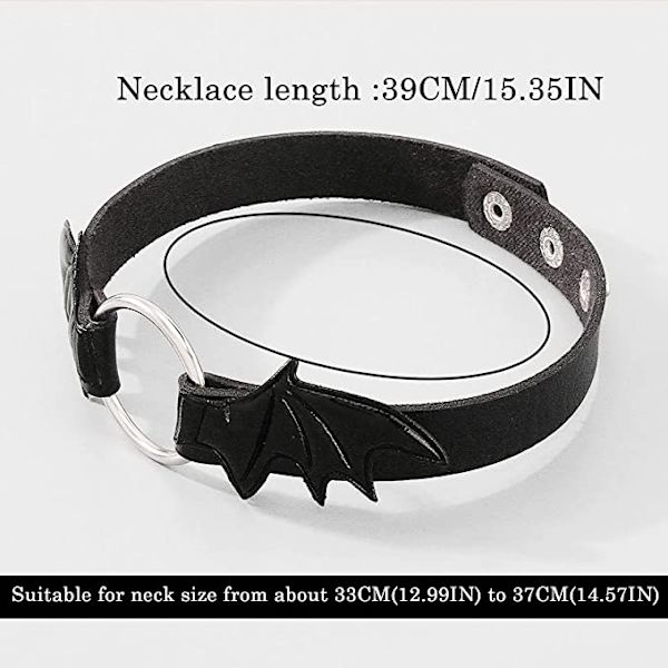 Svart Punk Lær Choker Halskjede Gotisk Flaggermus Halskjede Choker