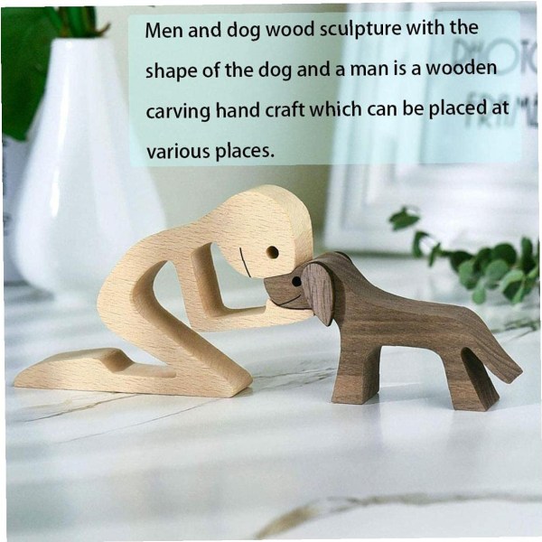 Mænds hundefamilie hvalpe dekoration træudskæring skulptur håndværk