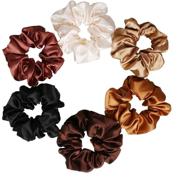 6 stk. hårelastikker, satin hårelastikker scrunchie hårelastikker reb scrun