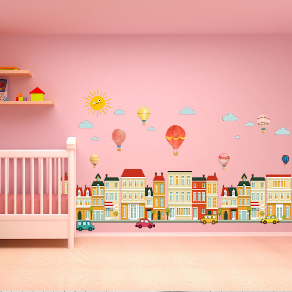 Byggnad, bil, ballong, stad, tapet, personlighet, barn