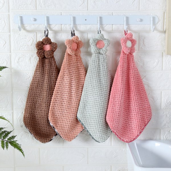 4-piece flower cute hanging towel kitchen bathroom can hang cora