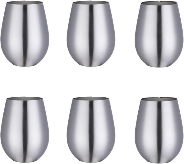 Sett med 6 stilkfri vinglass, 17 oz 18/8 (Silver)