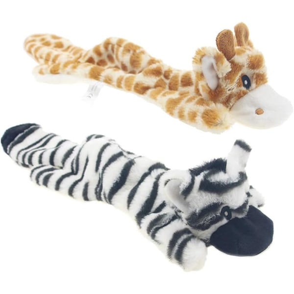2 stk. plysj legetøj med piv, pivelegetøj til hundehvalpe, sikkert ikke-stoppet tyggelegetøj til små og mellemstore hunde - hjort og zebra