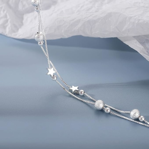 1 st 2 i 1 Damstjärnarmband Massiva silverkedjor Armband för