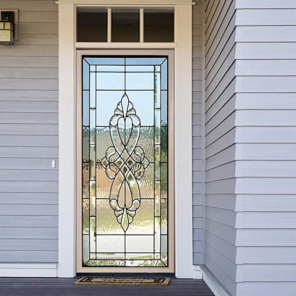 Moderne kunstfarvet glas 3D-dørsticker (38,5x200cmx2stk), skræl