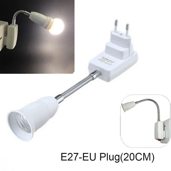 E27 Eu Stickkontakt Adapter Med På/Av-brytare Lampa Lampa Al