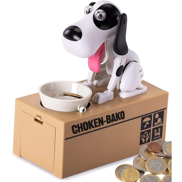 Hungrig hund spargris, valpspargris, tuggleksak spargris black