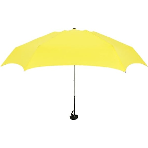 Gul mini paraply, ultralett sammenleggbar paraply, egnet for