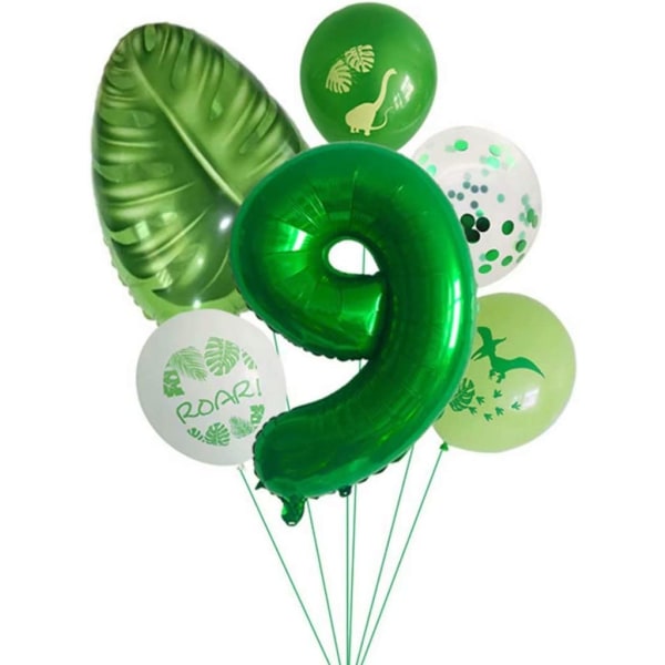 Dino 9-åriga födelsedagsballonger, barnfödelsedagsdekoration 9:e