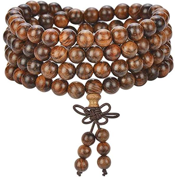 Gyllent sandeltre armbånd 8mm 108pcs sunkne Buddha-perler for meg