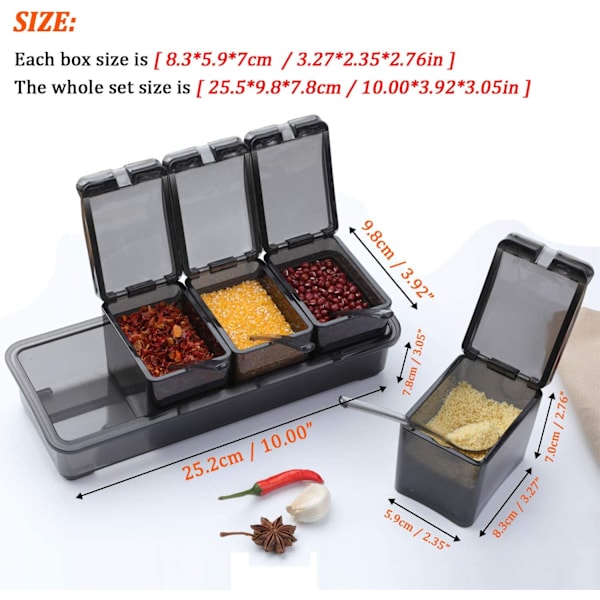 Kryddboxset, 4 st saltkryddburkar, kryddburkar Kitch
