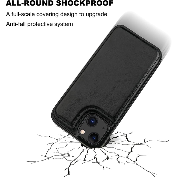 Kompatibel med iPhone 13 case med korthållare, PU-läder