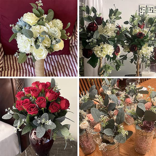 20 stk stjerneformede filmer, kunstige blomster, eukalyptus