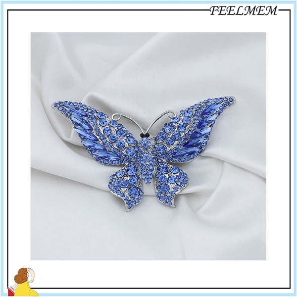 Rhinestone Butterfly Rintaneula Sininen Väri Perhosrintaneulat fo
