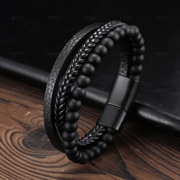 Herrarmband, herr läderarmband natursten armband wi