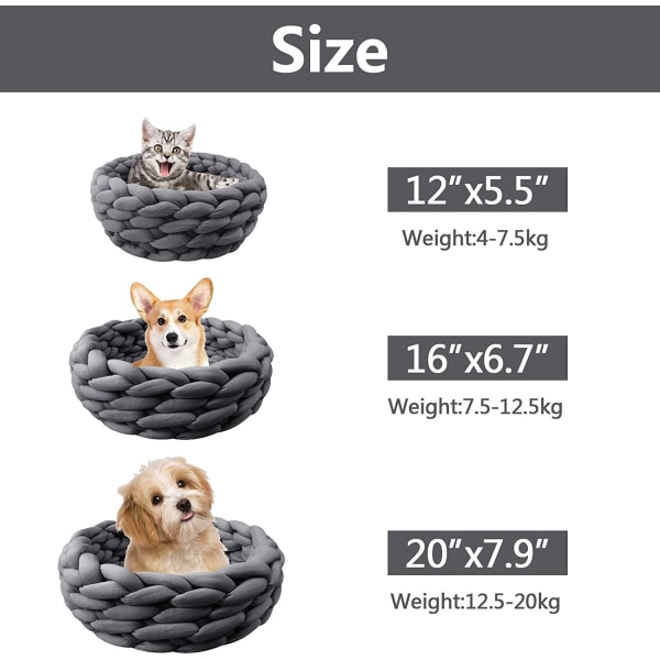 Cotton Knitted Pet Bed Basket Warm Knitted Cat Nest Comfortable