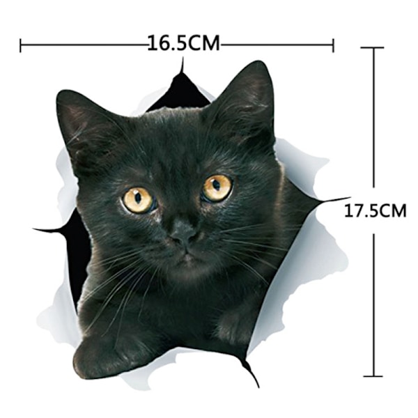 1PCS (katt svart [16,5*17,5cm]) 3D katt väggdekaler - Funn