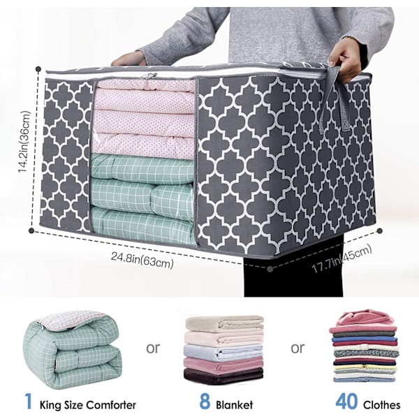 3-pack 100L stora förvaringsväskor för filtar, kläder, sängkläder, Q