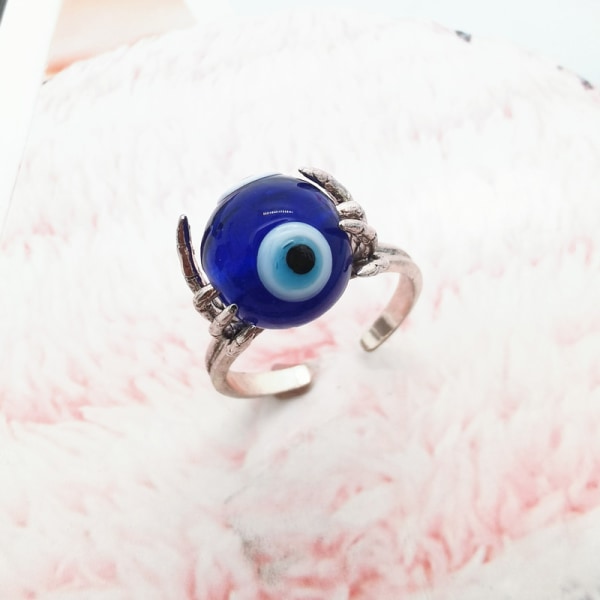 Embrace Anxiety Ring Devil's Eye Spinning Open Ring Silver