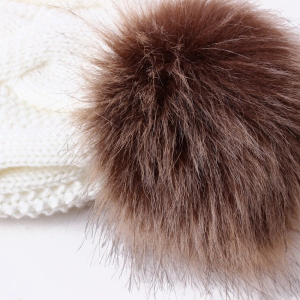 strikket lue for kvinner varm tykk pels lue (hvit)