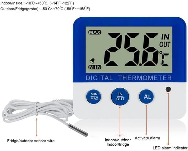 Digital frys/kyl termometer med magnet och stativ  Digi