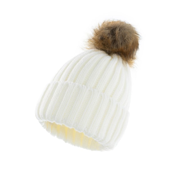 Valkoinen Winter pipo hattu lämmin neulottu hattu set pään single bal
