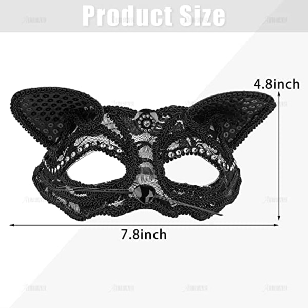Cat Masquerade Mask Luksus sexet kattemaske med perler dekoration V
