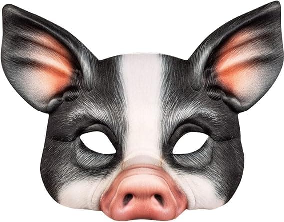 Halvmask, realistiskt tryck, elastisk, karneval, Halloween, karneval