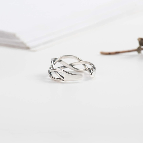 Dames S925 Sterling Sølv Tommelring Keltisk Knude Justerbar O