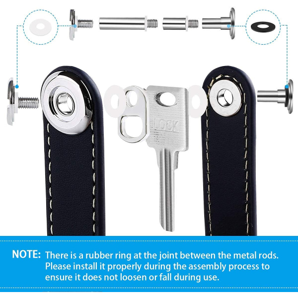 Nøgleholder i sort læder - Nøgleholder til mænd - Aftagelig nøglering