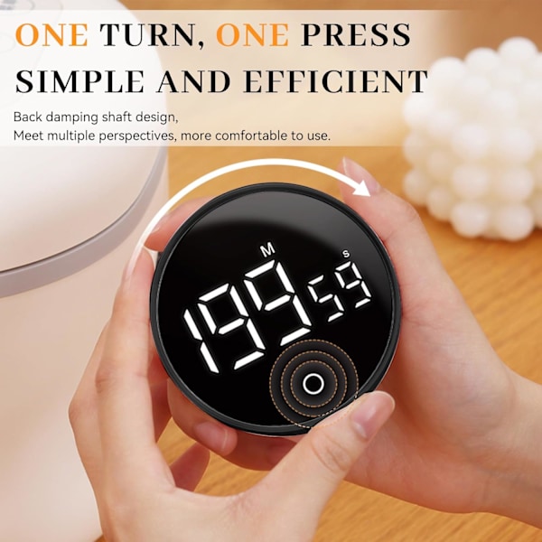 Digital Kökstimer (Svart) - Visuell Timer Stor LED-Display Magnetisk Ställning Nedräkningstimer Justerbar Volym och