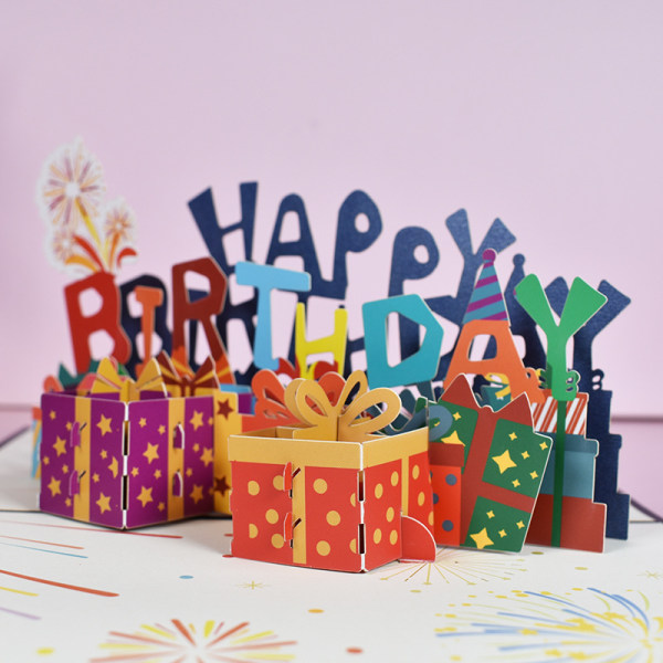 3D bursdagskort, 1 kreativt og minnesmerke popup-kort, ideelt for