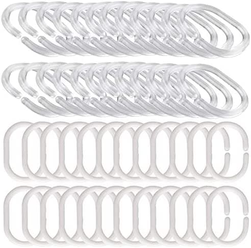 48-pack rostfria plastduschdraperiringar för badrumsvind