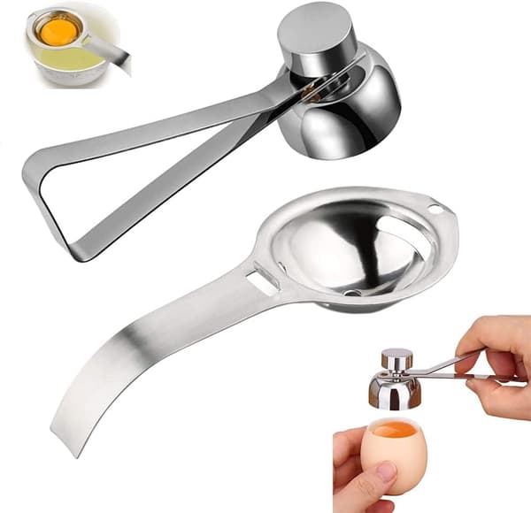 (Sølv) Stål, rustfritt stål eggåpner, eggehviteseparator,