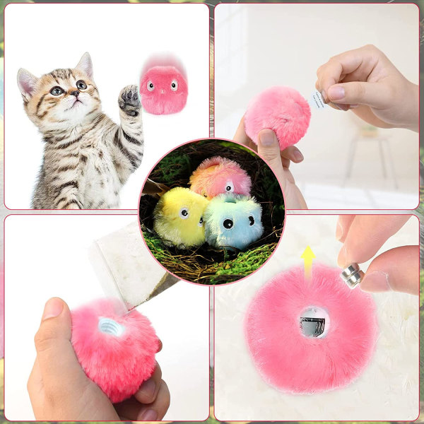 3-pack fugleformet kattelegetøjsbold med katteurt, realistisk interaktion