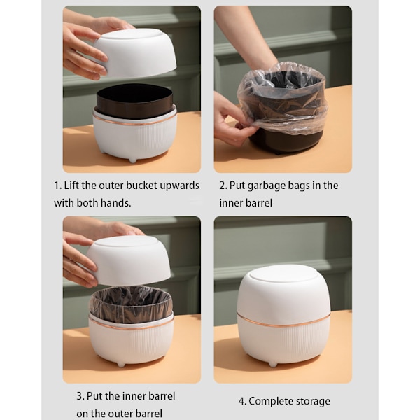 Mini Grøn Rund Skrivebordsaffaldsspand med Låg, Opbevaringsspand, 1 stk
