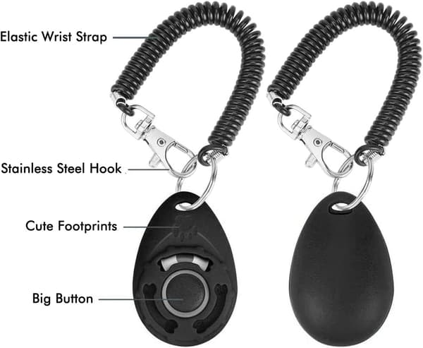 2-pack klicker för hundträning med handledsrem, klicker för husdjursträning