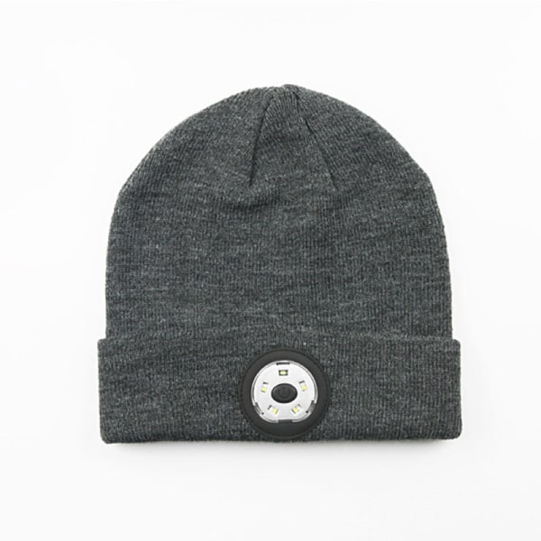 Bluetooth Beanie Hat med Lys-Navy Mørkegrå, Unisex USB Recha