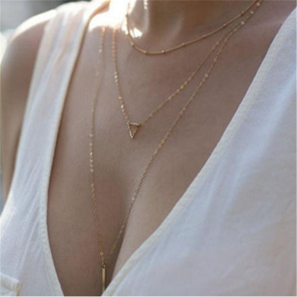 Guldpläterade halsband för kvinnor - Handgjorda flerskiktshalsband i guld