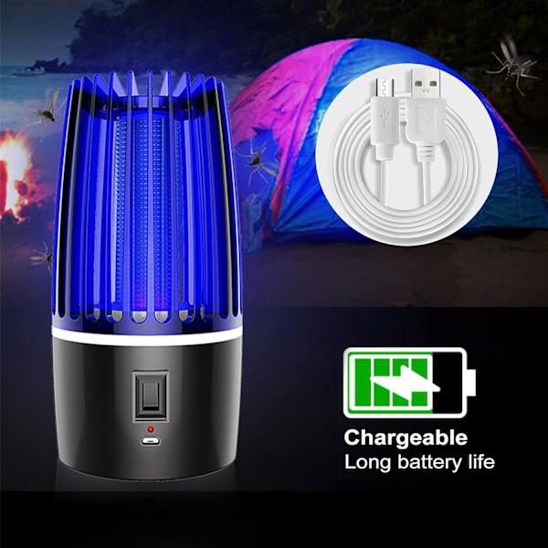 (4000mAh) Myggdreperlampe, 360° UV Insektdreper, 2 i 1 Elektrisk Myggdreperlys med USB Oppladbar, Porta
