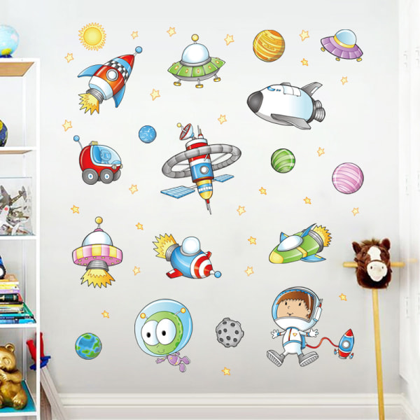 2 kreative rum tegneserie astronaut wallstickers Børne