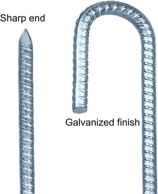 Galvaniserade ståltältspikar, J-krokfästspikar, 12 tum mark