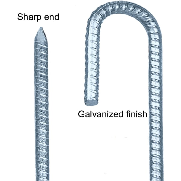Galvaniserte stålteltstenger, J-krokfestede plugger, 12 tommer land