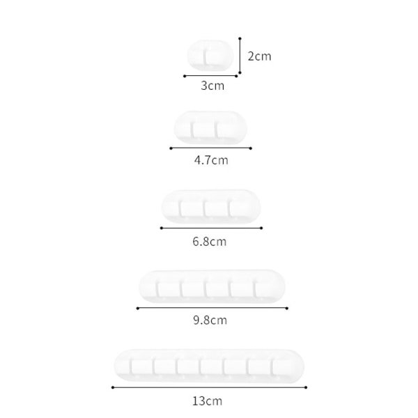 5 pakker (hvite) Kabelklips Kabelholder Kabelhåndtering Multi-