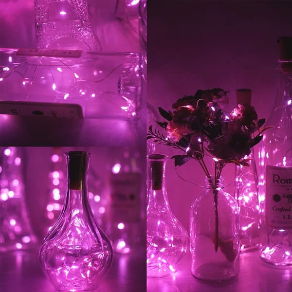 6 kpl, 20 LED-pullolamppua, keijuvalosarja LED-valot (vaaleanpunainen)