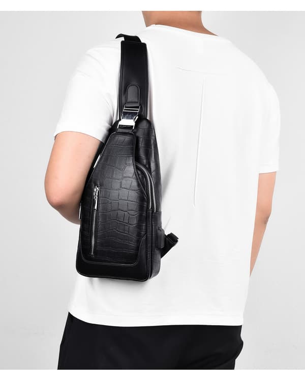 Ny herrhandväska simulerat krokodilmönster modetrend bröst b