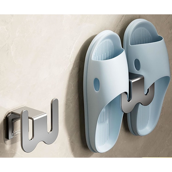 (3-pack) Grå Toffelhållare, 7,6 x 5 cm Aluminium Ingen Hålslagning Toffelhängare, Gör Ditt Rum Prydligt, Används för Sovrum