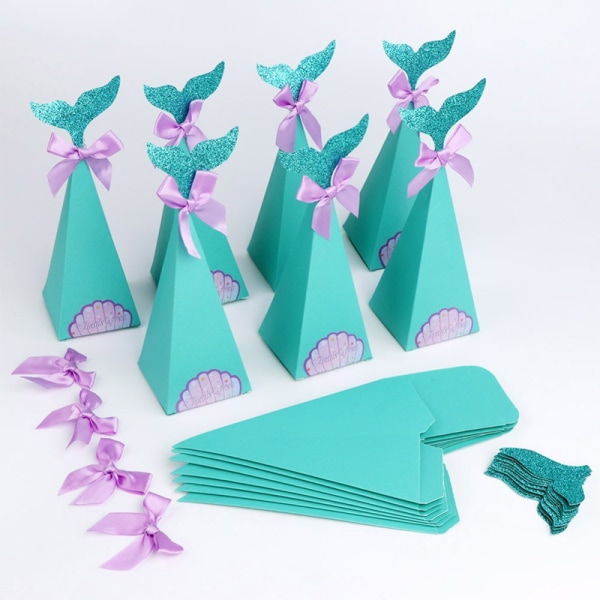 Mermaid Party Boxes, Pack med 20 Mermaid Party Favor Boxes, för Mermaid Temat Bröllop, Barnkalas, Baby Shower Dekorationer